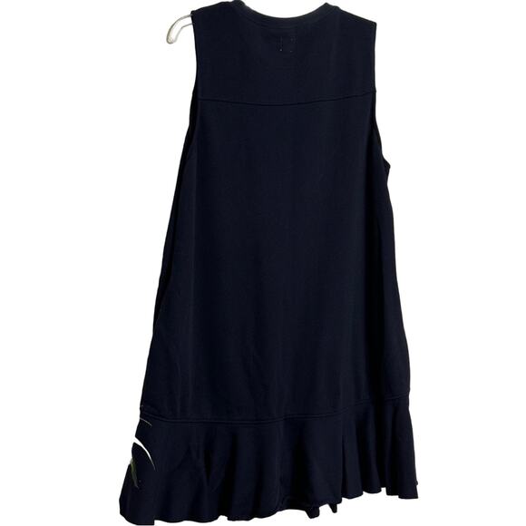 Rebecca Taylor La Vie Drop Waist Ruffle Sleeveless Dress Navy Blue Size L - Picture 2 of 7